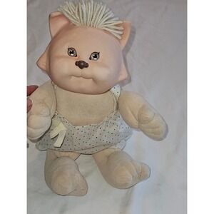 Vintage Cabbage Patch Kids Koosas Doll Blonde Yarn Hair Polka Dot Overalls